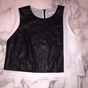 Alice and Olivia Leather Silk Crop Top - 12